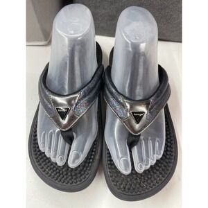 Kenkoh Massage Sandals Iridescent Metallic Reflexology Flip Flops Womens 9 40